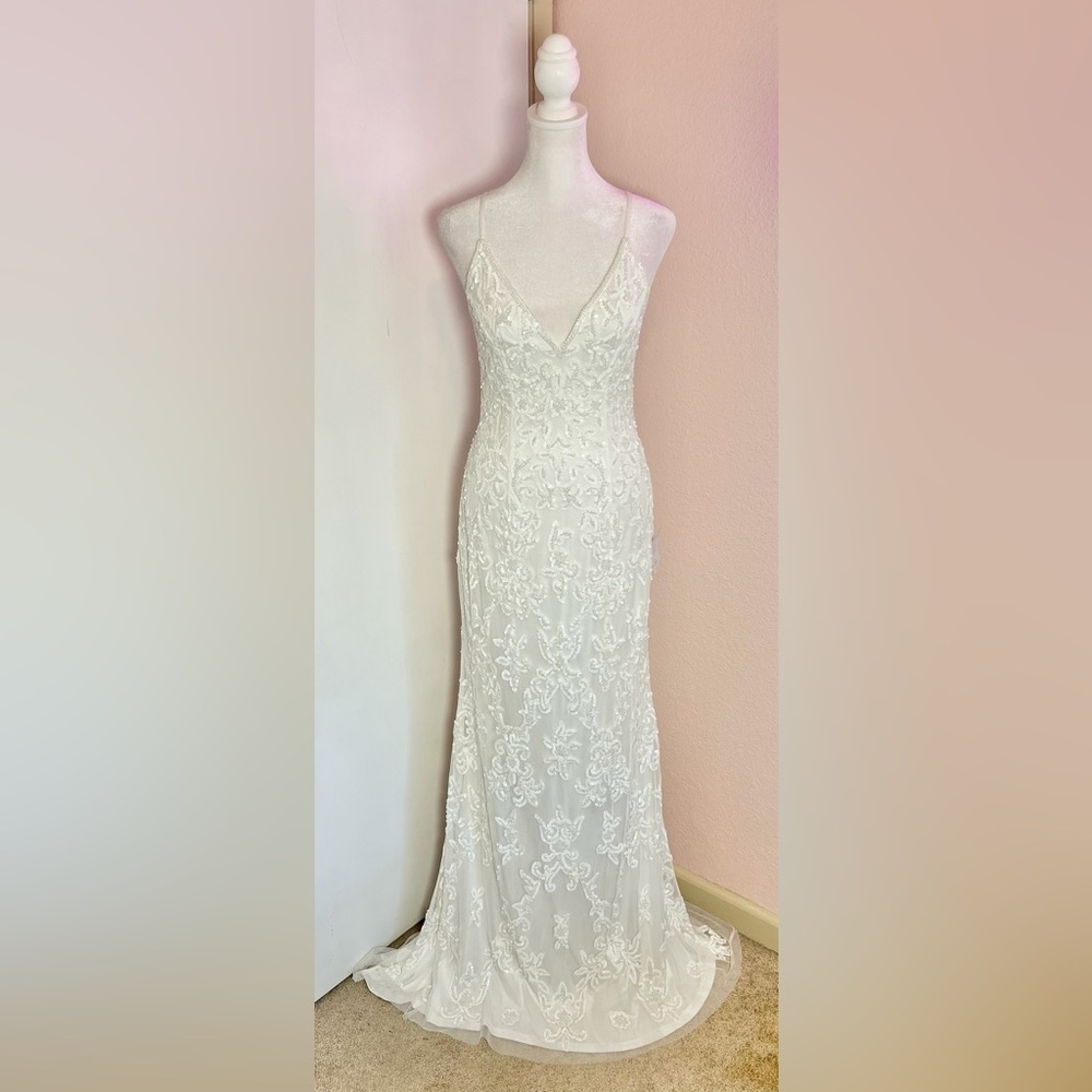 Everlasting Passion White Sequin Beaded Backless Maxi Wedding Dress by Lulus - Picture 3 of 14